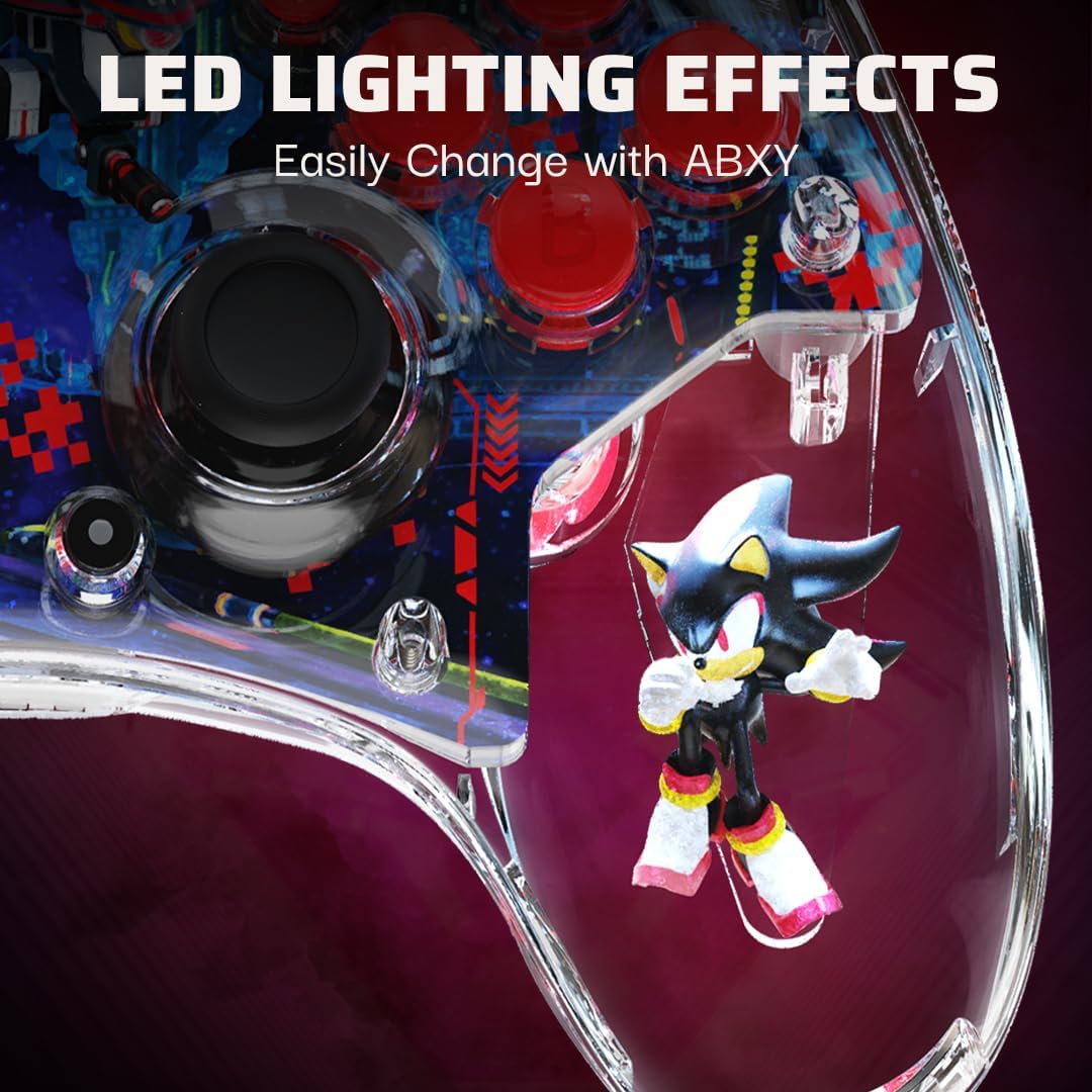 PDP REALMz™ Wireless Nintendo Switch Pro Controller, Rechargeable LED, Licensed for Nintendo Switch|Lite|OLED: Sonic Shadow Space Colony ARK (with Full Motion Controls