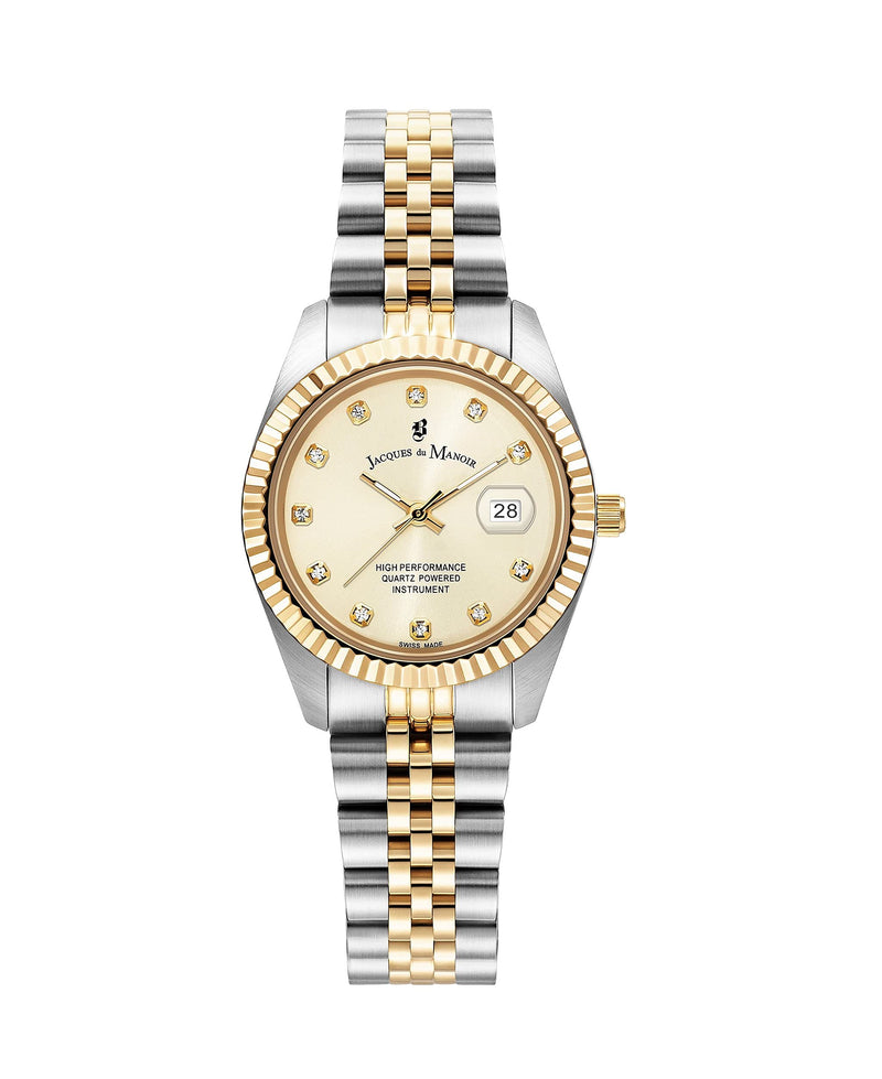 Jacques du Manoir Swiss-made Ladies Inspiration Gold Plated Bracelet Watch