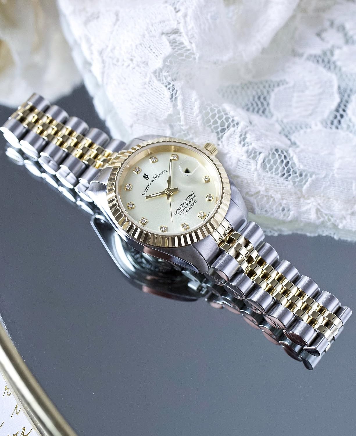 Jacques du Manoir Swiss-made Ladies Inspiration Gold Plated Bracelet Watch