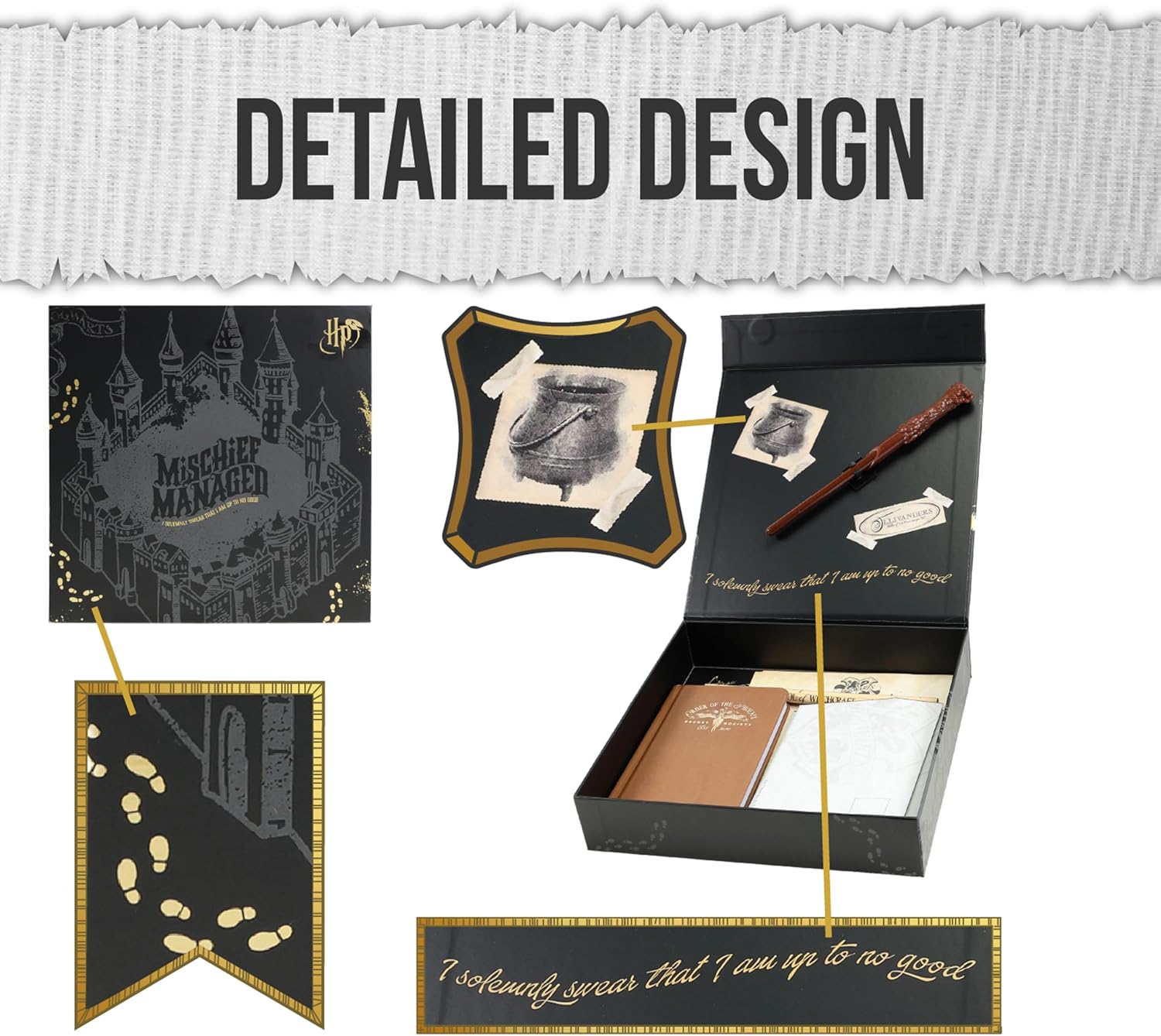 Harry Potter Marauders Map Stationery Set, Notebook Wand Pen Stickers and Stationery Writing Supplies, Novelty Merchandise and Gift