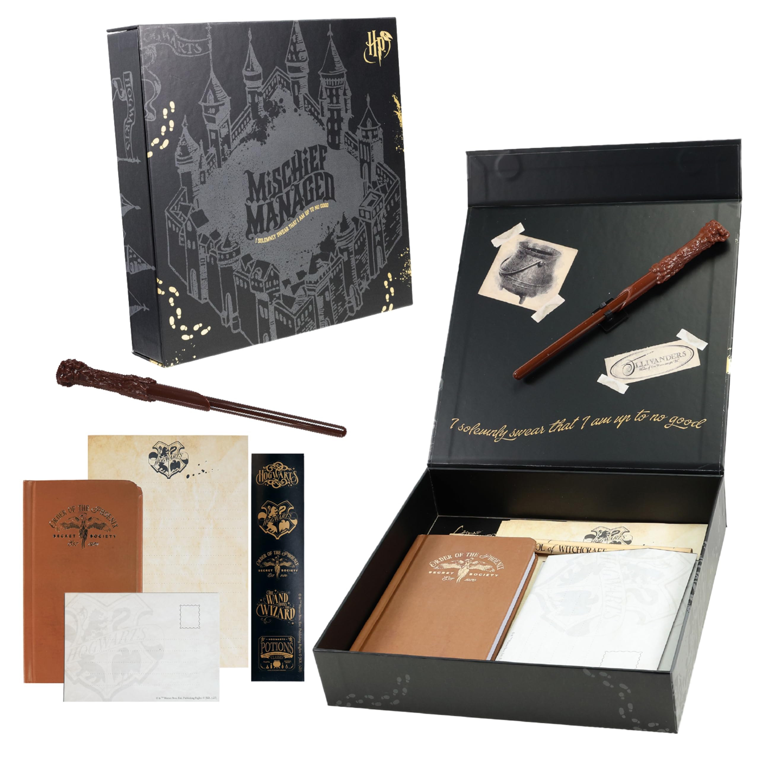 Harry Potter Marauders Map Stationery Set, Notebook Wand Pen Stickers and Stationery Writing Supplies, Novelty Merchandise and Gift