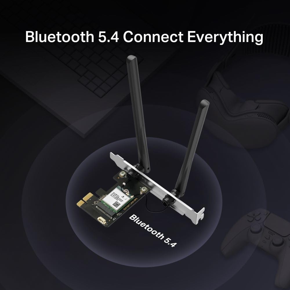 MERCUSYS MA70XE AX1800Mbps Dual-Band Wi-Fi 6 WiFi Card, Network PCIe WiFi Adapter, Bluetooth 5.4, Wide Coverage, Lower Latency, MU-MIMO, WPA3 Enhanced Security, Supports Windows 10, 11 (64 bit