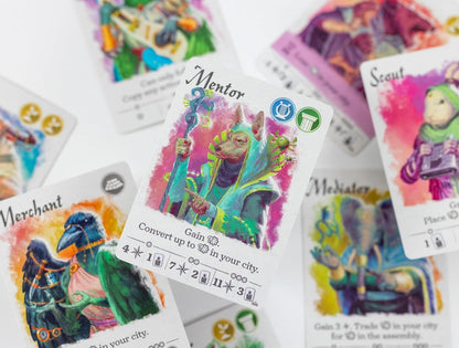 Citizens of The Spark Board Game | Strategy Card-Drafting Game of Clever Combos | Competitive Tableau Builder | Fantasy Sci-fi Animals | 1-5 Players Ages 14+ | 45-60 Minutes | Thunderworks Games