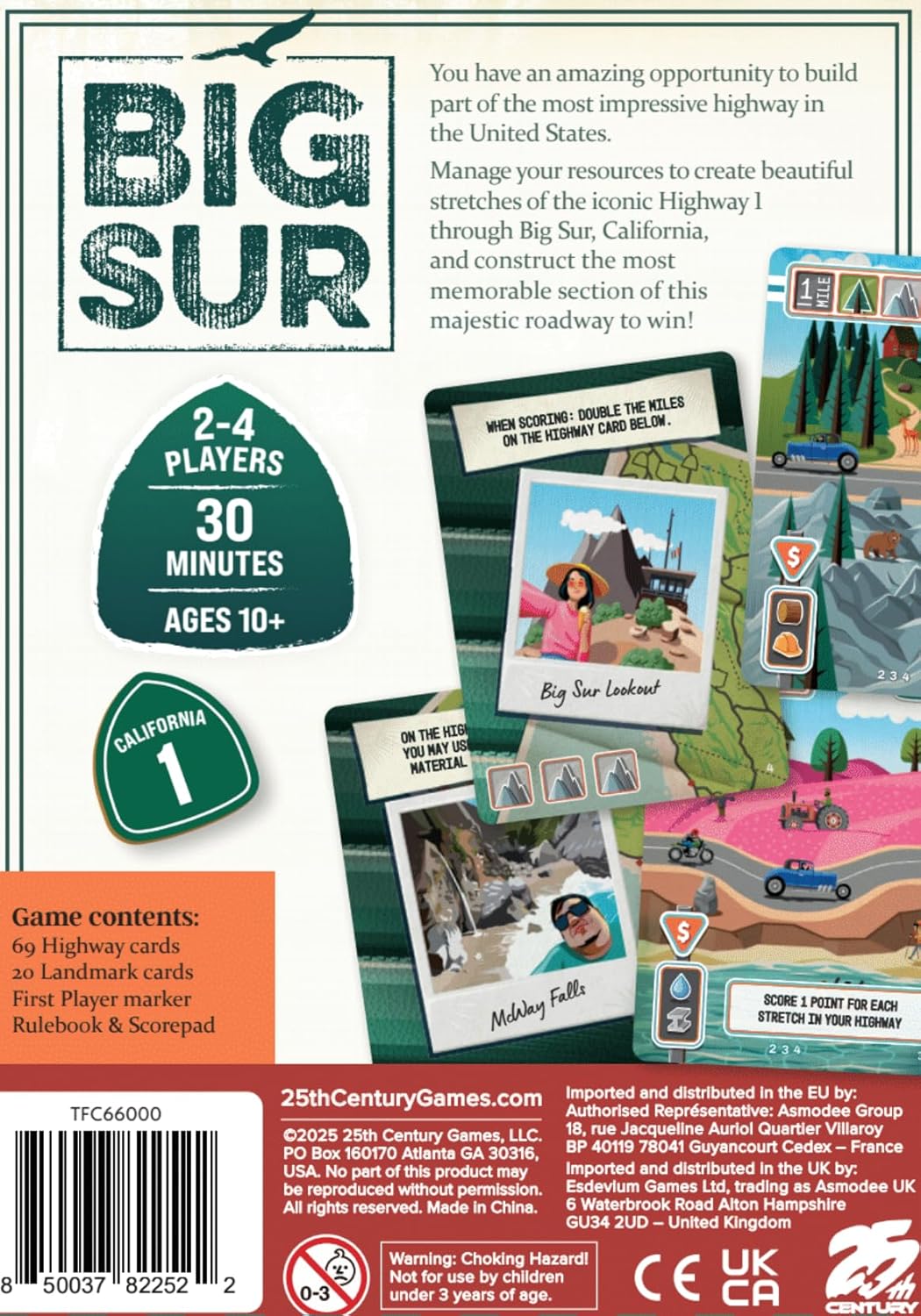 25th Century Games - Big Sur, Ages 10 and Up, 2 to 4 Players