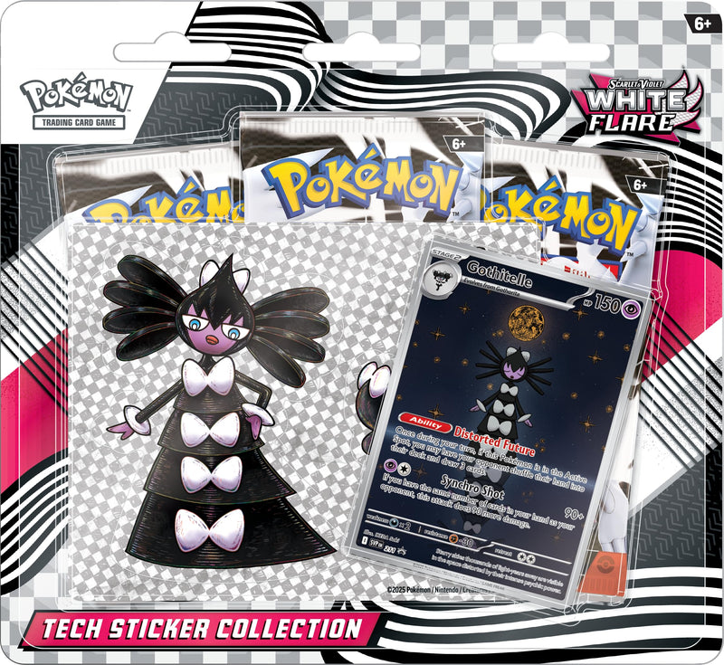 Pokémon TCG: Scarlet & Violet White Flare Tech Sticker Collection, Gothitelle, 1 Foil Promo Card & 3 Booster Packs