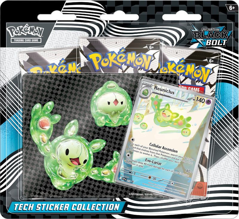 Pokémon TCG: Scarlet & Violet Black Bolt Tech Sticker Collection, Reuniclus, 1 Foil Promo Card & 3 Booster Packs