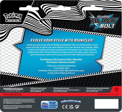 Pokémon TCG: Scarlet & Violet Black Bolt Tech Sticker Collection, Reuniclus, 1 Foil Promo Card & 3 Booster Packs
