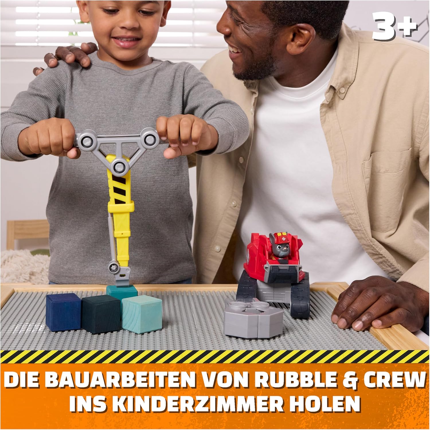 Rubble & Crew - Chargers 2-in-1 Mega Kran, Premium Baufahrzeug mit Abnehmbarer Baggerkralle und Presslufthammer sowie Charger Hundefigur, Spielzeug für Kinder ab 3 Jahren