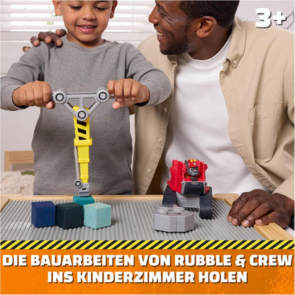 Rubble & Crew - Chargers 2-in-1 Mega Kran, Premium Baufahrzeug mit Abnehmbarer Baggerkralle und Presslufthammer sowie Charger Hundefigur, Spielzeug für Kinder ab 3 Jahren