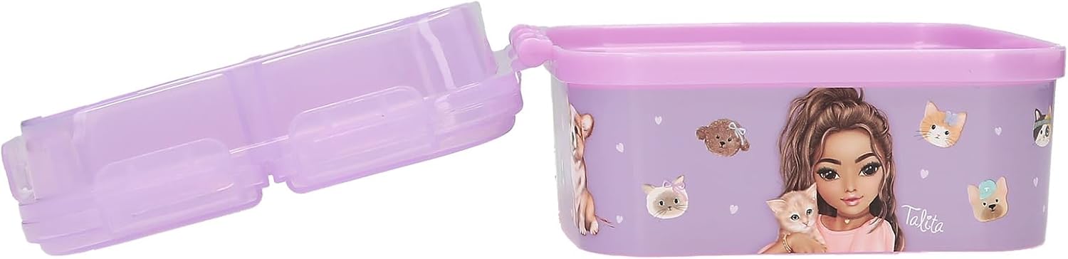 Depesche 13518 TOPModel Kitty en Doggy - lunchbox in paars, met modelmotief, honden en katten, lunchbox met 4 vakken en klapdeksel
