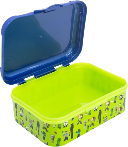 STOR Minecraft Kids Lunch Box 1423ml - Durable Plastic Sandwich Container BPA Free with Decorated Lid for School and Trips