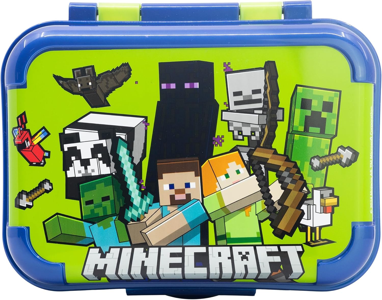 STOR Minecraft Kids Lunch Box 1423ml - Durable Plastic Sandwich Container BPA Free with Decorated Lid for School and Trips