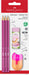 Faber-Castell 3 x Graphite Pencil School Set, 1 x Happy Jungle Eraser and 1 x Quality Sharpening Box - HB - Random Pencil Colour on purchase
