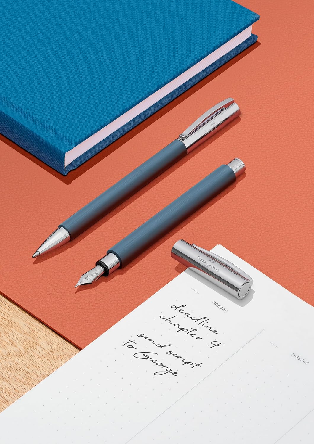Faber-Castell 147142 - Ambition precious resin pen, blue, nib width EF, 1 fountain pen with gift box