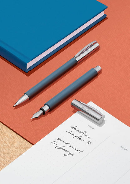 Faber-Castell 147142 - Ambition precious resin pen, blue, nib width EF, 1 fountain pen with gift box