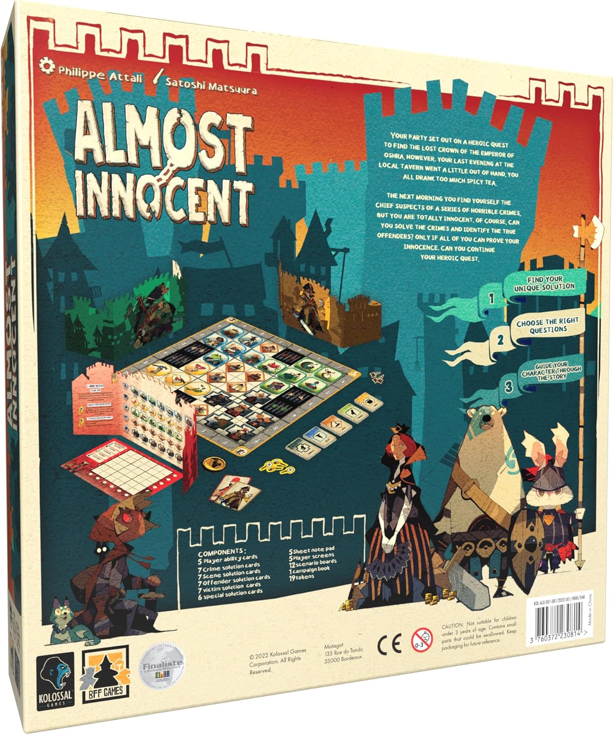 Almost Innocent - Cooperative Deduction Board Game with Progressive Story, Fun Family Game for Kids and Adults, Ages 12+, 2-5 Players, 30 Minute Playtime, Made by Kolossal Games