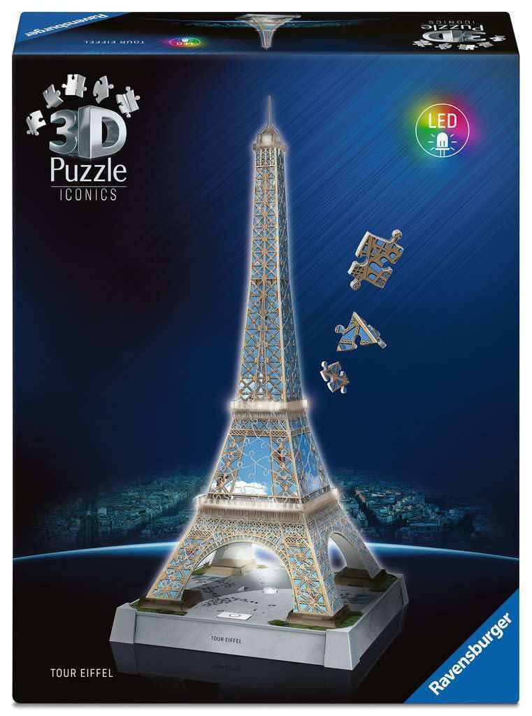 Ravensburger Iconics Eiffel Tower - Light Up 216 piece 3D Jigsaw Puzzle for Adults and Kids Age 10+ Years Up