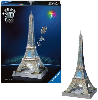 Ravensburger Iconics Eiffel Tower - Light Up 216 piece 3D Jigsaw Puzzle for Adults and Kids Age 10+ Years Up