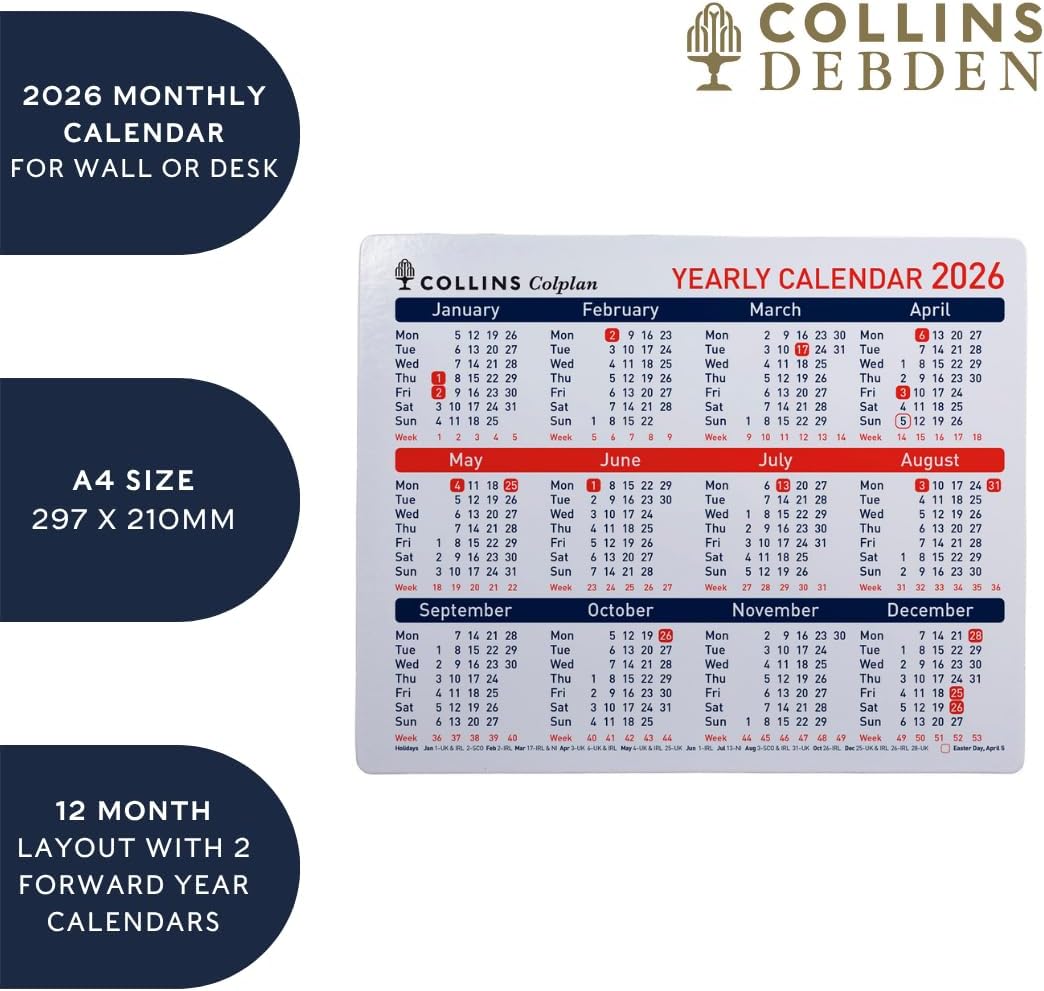 Collins - Colplan - A4 Yearly Calendar Planner 2026 (CDS1-26
