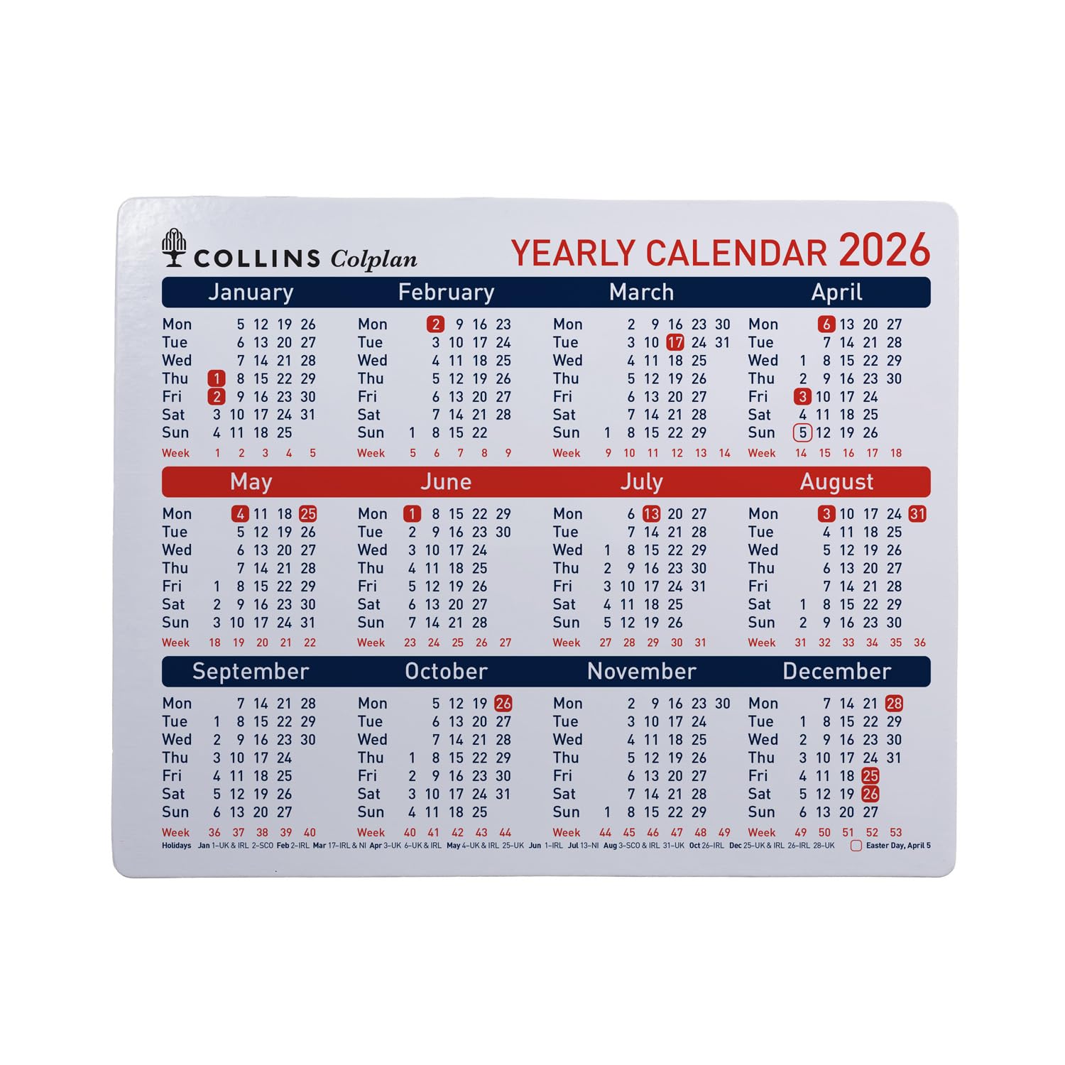 Collins - Colplan - A4 Yearly Calendar Planner 2026 (CDS1-26