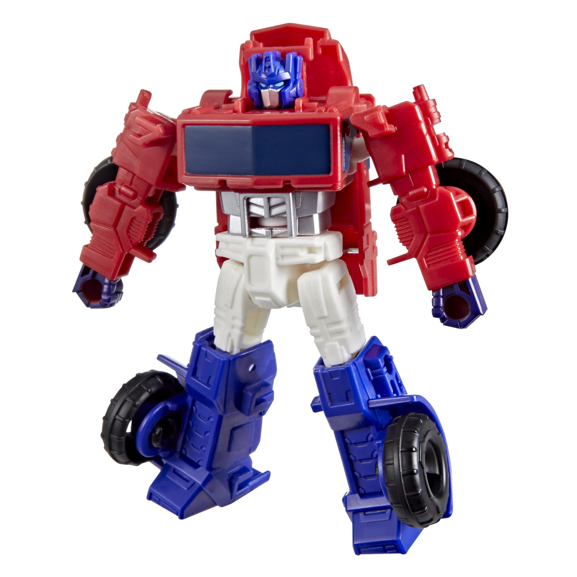 Transformers CYBERWORLD Optimus Prime Cyber Changers 4-Inch Action Figure, Quick Change to Truck Mode, Robot Toys for Boys and Girls 6 and Up