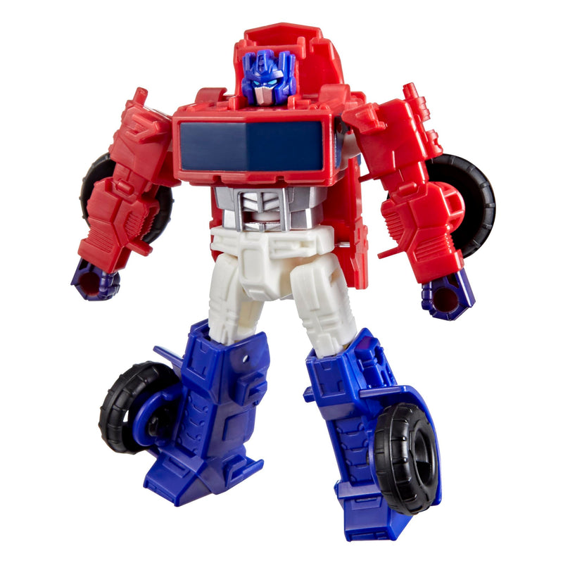 Transformers CYBERWORLD Optimus Prime Cyber Changers 4-Inch Action Figure, Quick Change to Truck Mode, Robot Toys for Boys and Girls 6 and Up
