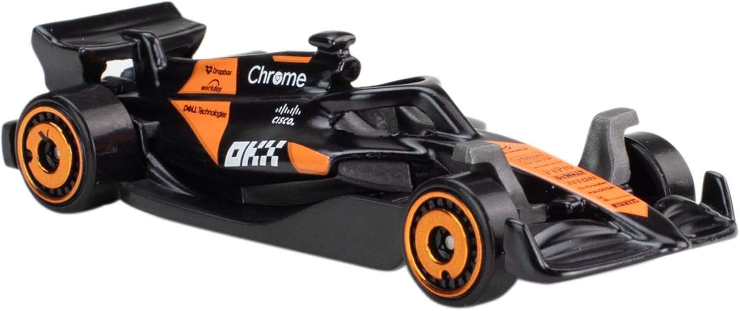 Hot Wheels Spielzeugautos Formel 1 im 5er-Pack, Set aus 5 Die-Cast-Fahrzeugen im Maßstab 1:64 mit F1 Racing Team-Dekorationen, Rennautos zum Sammeln, JGF58
