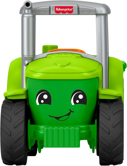 Fisher-Price Little People, Peuterspeelgoed, Tractor om voort te duwen, muzikaal boerderijvoertuig met 2 figuren voor fantasiespel, vanaf 1 jaar, JGX12