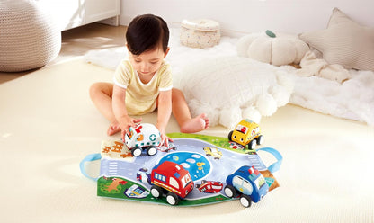 Hape Pull-Back Plush Car Set, Soft Material, Easy-to-Grip for Crawling & Scooting, 6M+
