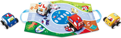 Hape Pull-Back Plush Car Set, Soft Material, Easy-to-Grip for Crawling & Scooting, 6M+