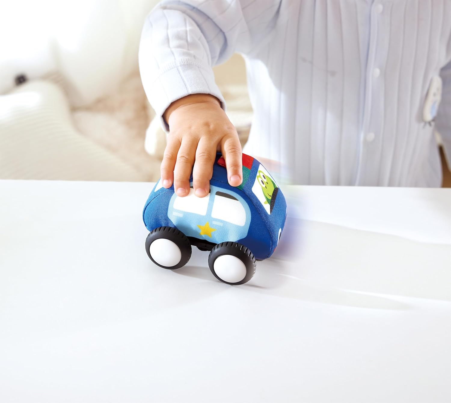 Hape Pull-Back Plush Car Set, Soft Material, Easy-to-Grip for Crawling & Scooting, 6M+