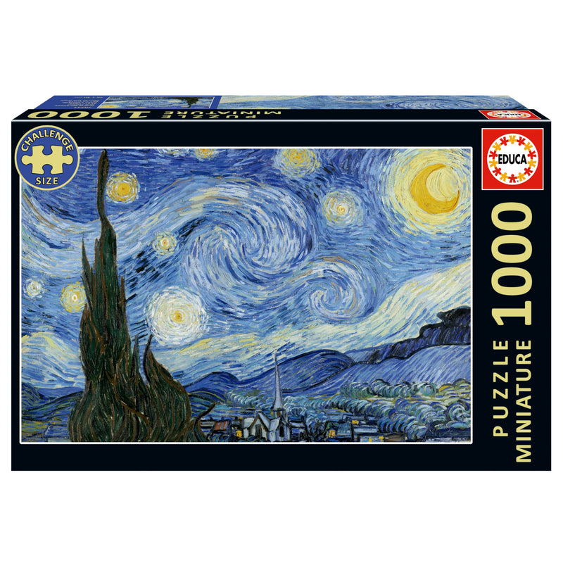 Educa - Il puzzle per adulti da 1000 pezzi più piccolo al mondo | Puzzle in miniatura della notte stellata. Include colla Fix Puzzle. Misure: 30 x 46 cm. Dai 14 anni (20247