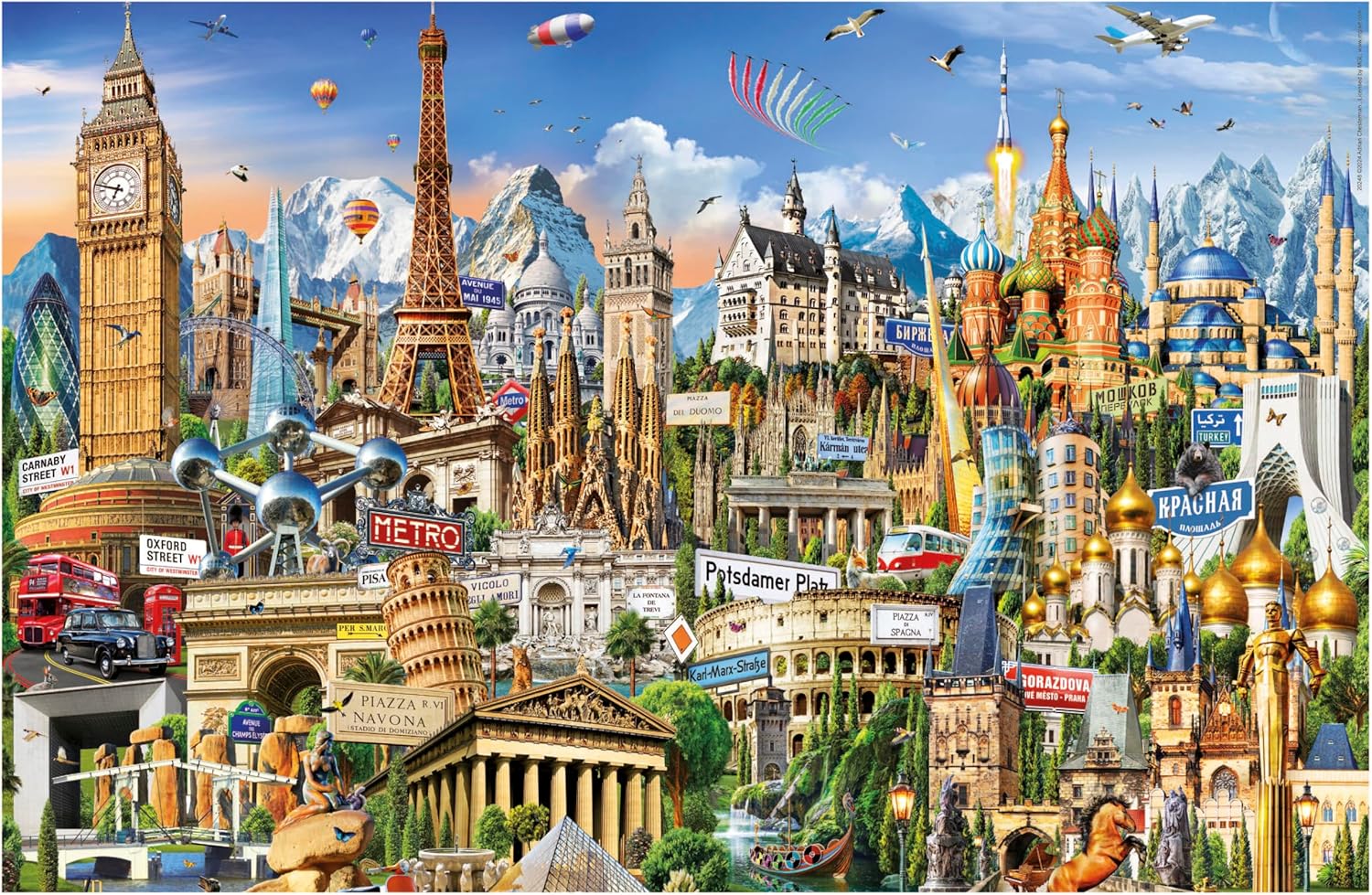 Educa Puzzel met 1000 stukjes voor volwassenen, kleinste symbolen, Europese miniatuursymbolen, incl. lijm, 30 x 46 cm, vanaf 14 jaar (20248