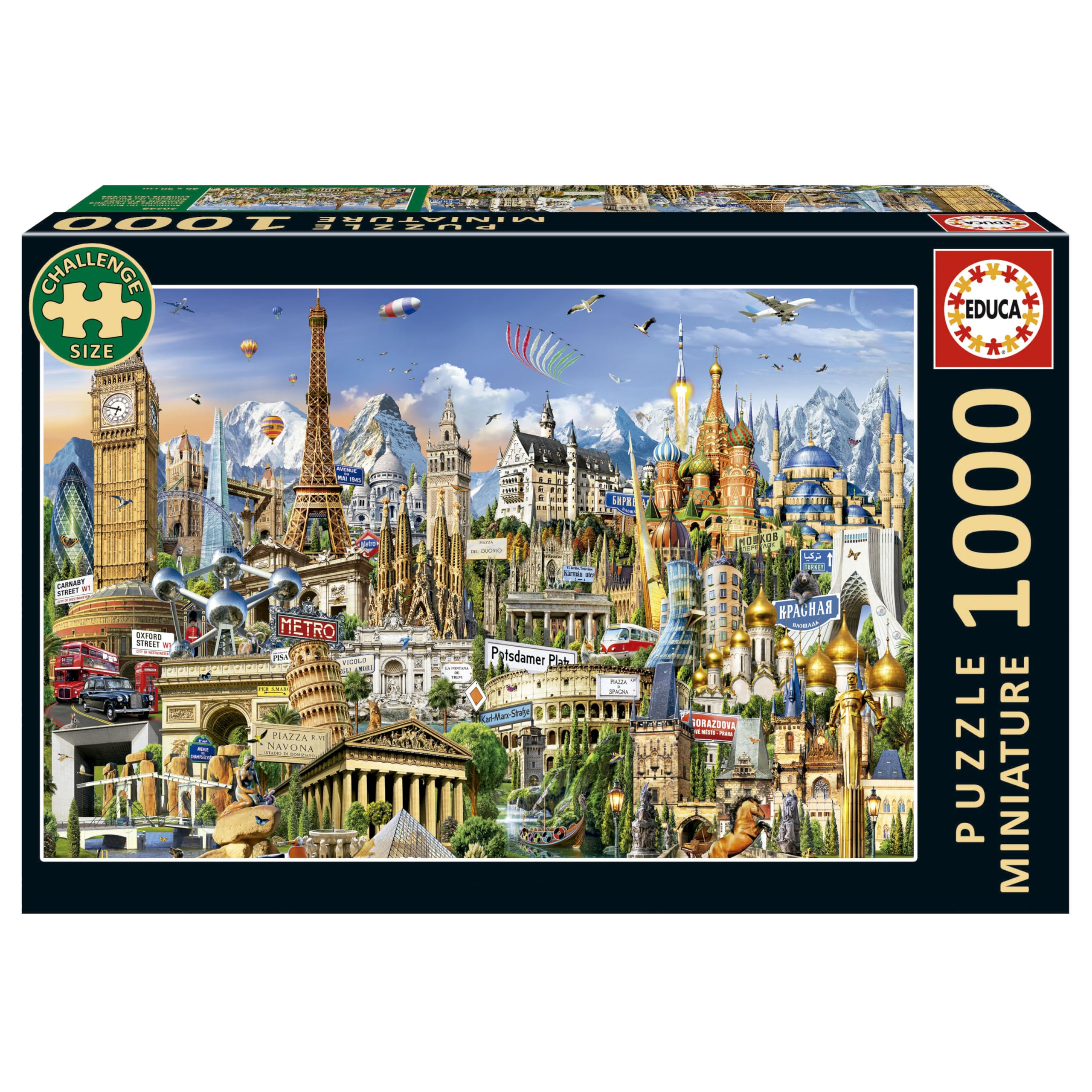Educa Puzzel met 1000 stukjes voor volwassenen, kleinste symbolen, Europese miniatuursymbolen, incl. lijm, 30 x 46 cm, vanaf 14 jaar (20248