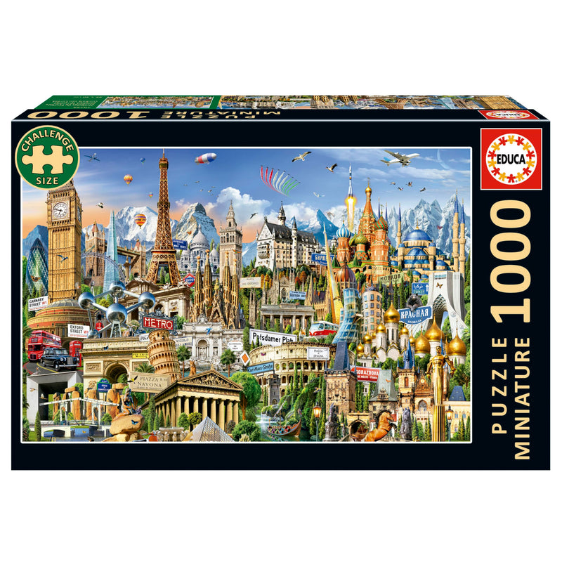 Educa Puzzel met 1000 stukjes voor volwassenen, kleinste symbolen, Europese miniatuursymbolen, incl. lijm, 30 x 46 cm, vanaf 14 jaar (20248