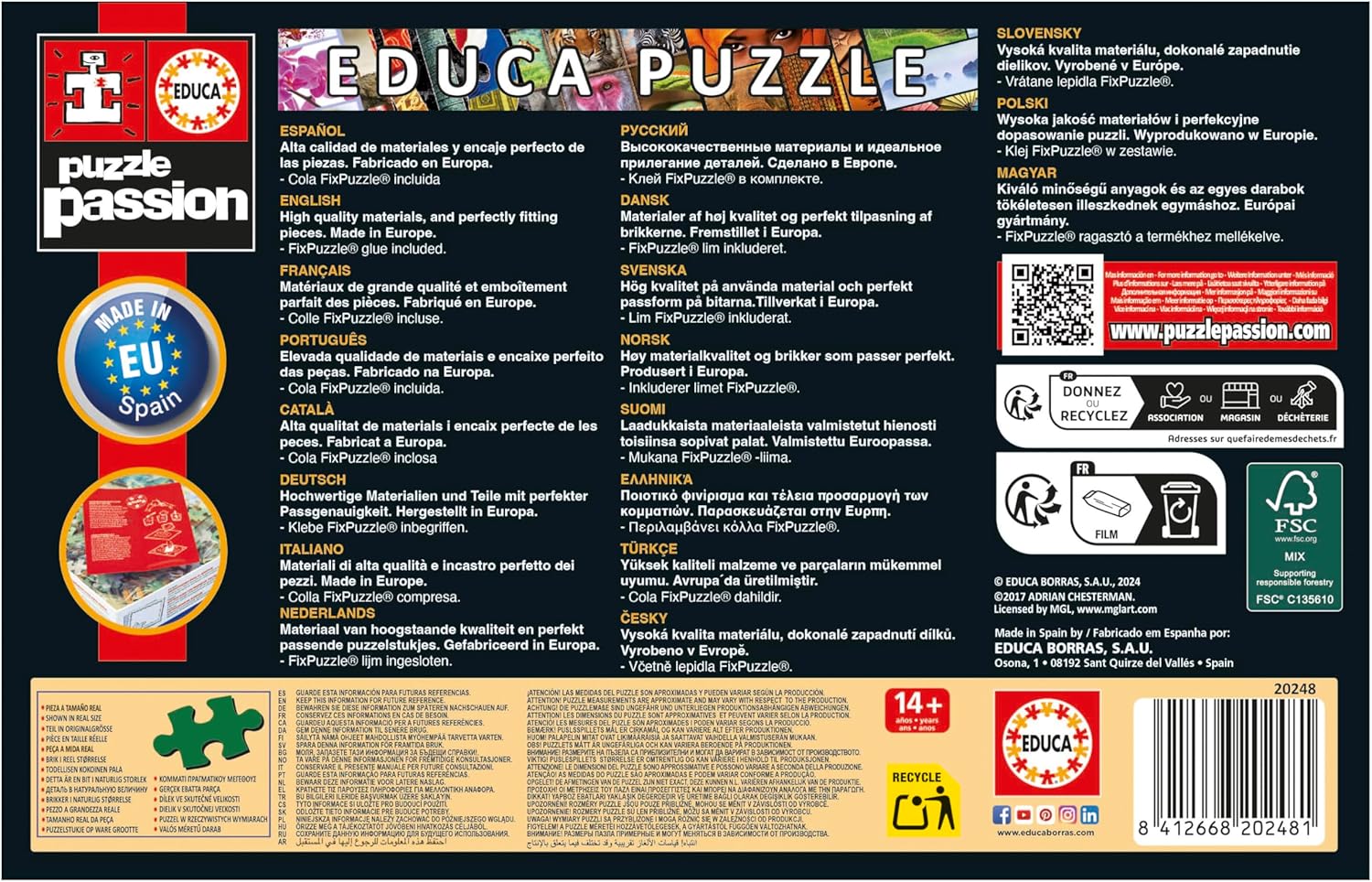 Educa Puzzel met 1000 stukjes voor volwassenen, kleinste symbolen, Europese miniatuursymbolen, incl. lijm, 30 x 46 cm, vanaf 14 jaar (20248