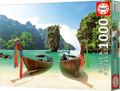 Educa Isle of James Bond, puzzel met 1000 stukjes voor volwassenen, inclusief lijm Fix puzzel, afmetingen: 68 x 48 cm, vanaf 14 jaar (20283
