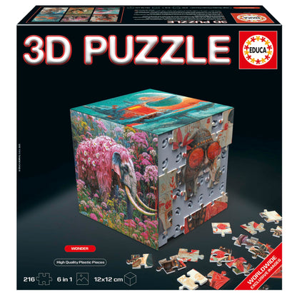 Educa - 3D-puzzel Wonder | De dobbelstenen uitdaging met in totaal 216 delen | Structuur: monteerbare bodem met 6 puzzels van 36 delen | 3D-puzzel voor volwassenen vanaf 8 jaar (20334