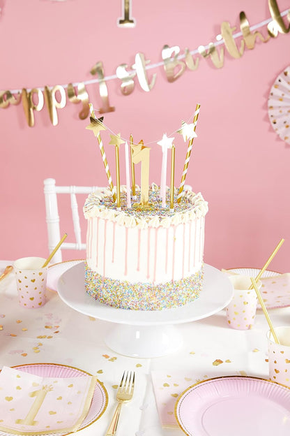 Amscan: 6 Candles 1St B-Day Pink Ombre Wax/Plastic H12C Q. Candele Ombre Rosa