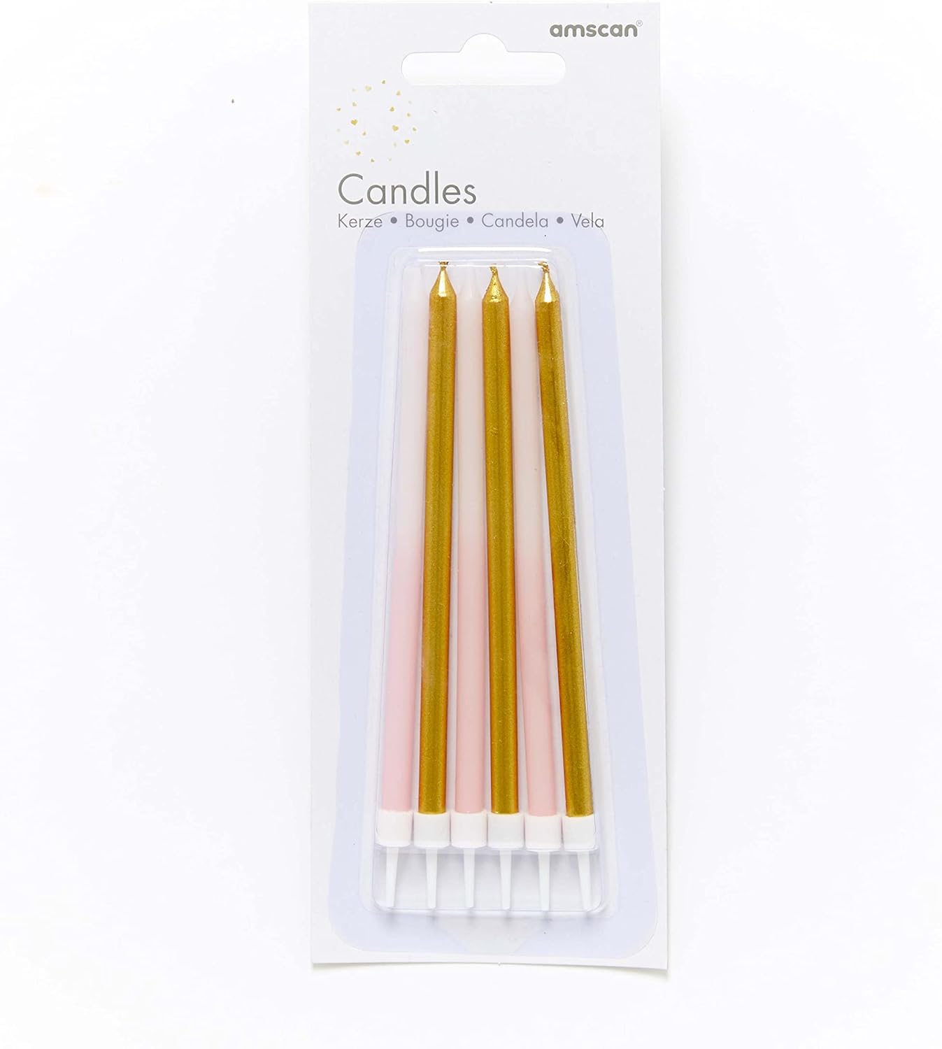 Amscan: 6 Candles 1St B-Day Pink Ombre Wax/Plastic H12C Q. Candele Ombre Rosa