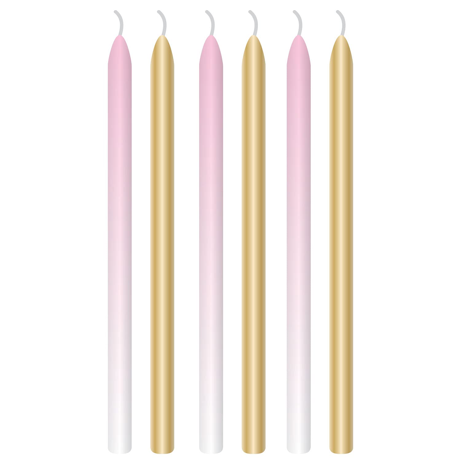 Amscan: 6 Candles 1St B-Day Pink Ombre Wax/Plastic H12C Q. Candele Ombre Rosa