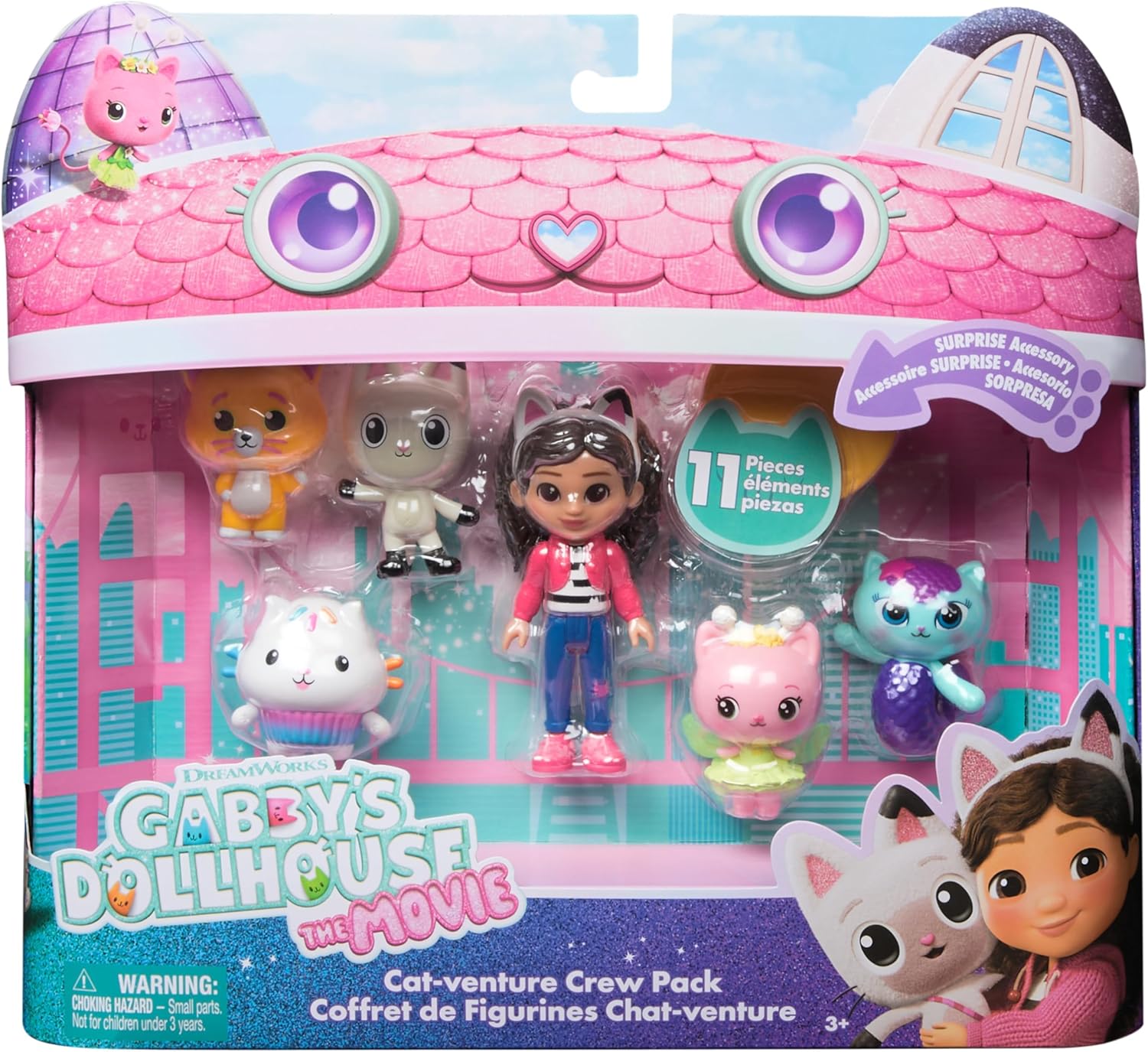 Gabby's Dollhouse: The Movie, Cat-venture Crew Pack, 11-Piece Toy Figure Set with Accessories, Kids Toys for Girls & Boys Ages 3 and Up