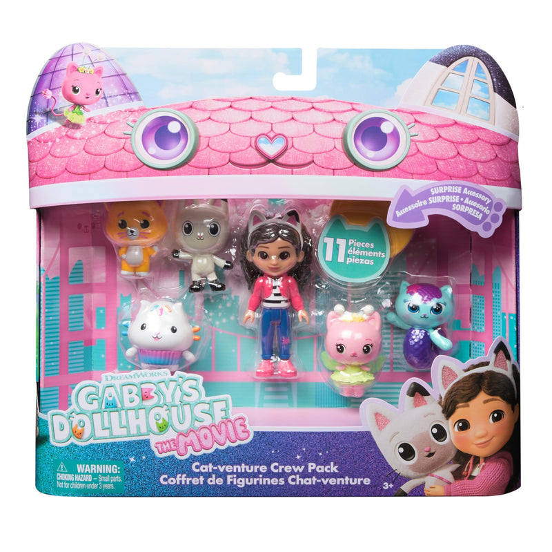Gabby's Dollhouse: The Movie, Cat-venture Crew Pack, 11-Piece Toy Figure Set with Accessories, Kids Toys for Girls & Boys Ages 3 and Up