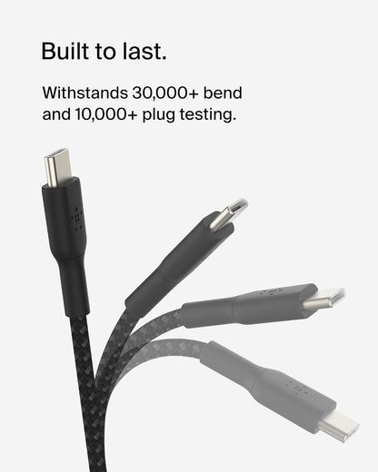 Belkin BoostCharge (6.6ft) Braided USB-C to USB-C Cable for iPhone, Galaxy, Pixel, iPad Pro & More - Black