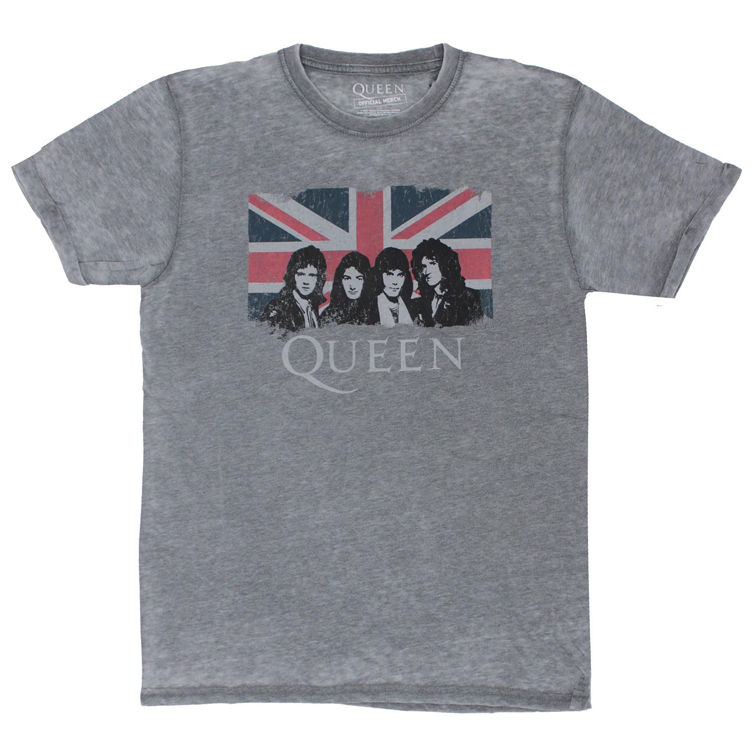 Queen Men's Vintage Union Jack Vintage T-Shirt Charcoal