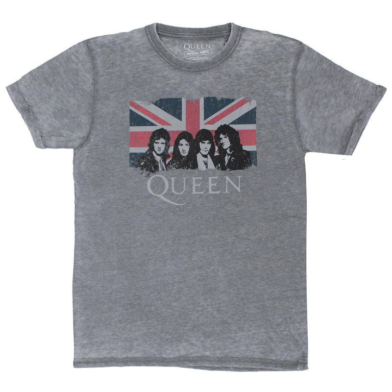 Queen Men's Vintage Union Jack Vintage T-Shirt Charcoal