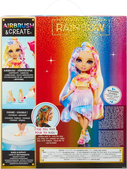 Rainbow High Air Brush & Create - 1 DIY Fashion Doll with Airbrush Market Kit, Washable Rainbow Markers, Long Hair, Purple Eyes, Creative Play for Children 4 to 12+