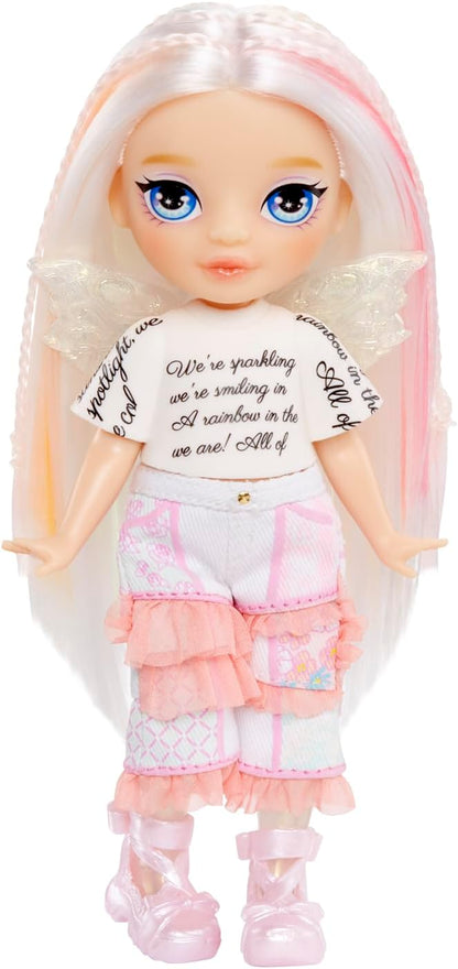 Rainbow High Littles Rainbow Fantasy Fairies & Pet - Opal, Rainbow - 14cm Posable Small Doll & Fantasy Owl Pet with Interchangeable Fairy Wings, Cute Present for Children 4+