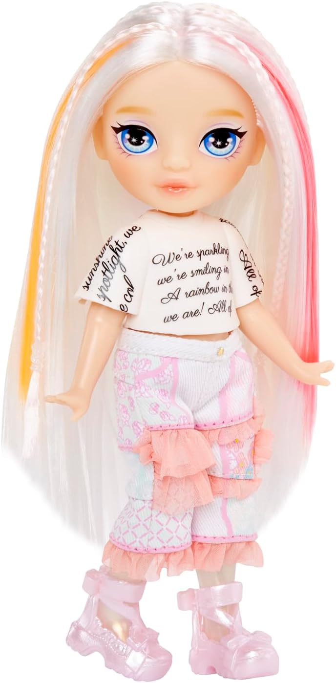 Rainbow High Littles Rainbow Fantasy Fairies & Pet - Opal, Rainbow - 14cm Posable Small Doll & Fantasy Owl Pet with Interchangeable Fairy Wings, Cute Present for Children 4+
