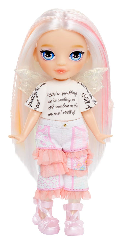 Rainbow High Littles Rainbow Fantasy Fairies & Pet - Opal, Rainbow - 14cm Posable Small Doll & Fantasy Owl Pet with Interchangeable Fairy Wings, Cute Present for Children 4+